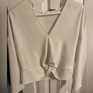 Amanda Uprichard Cream Knot Front Blouse